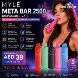 myle meta bar 2500 puffs disposable vape in uae