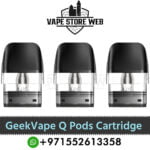 GeekVape Q Pods Cartridge Refillable Replacement Empty Pods For Wenax Q, Sonder Q o.8ohm (3PCS) in Dubai, UAE