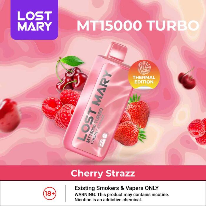 CHERRY STRAZZ LOST MARY MT15000 Turbo 15000 Puffs 5% (50MG) Disposable Vape in Dubai