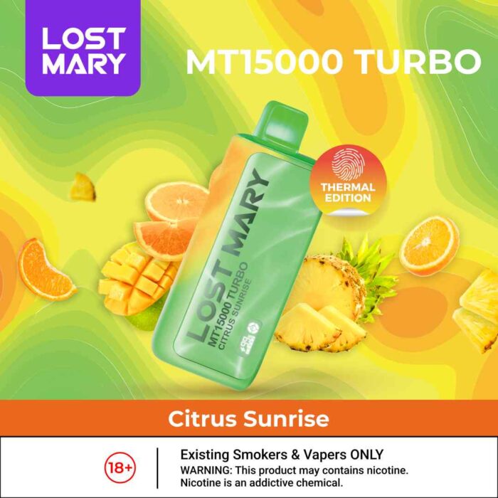 CITRUS SUNRISE LOST MARY MT15000 Turbo 15000 Puffs 5% (50MG) Disposable Vape in Dubai