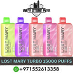 LOST MARY 15000 Puffs 50MG Disposable Vape Price in Dubai. Lost Mary Turbo MT15000 15K Puffs Disposable Vape shop in UAE