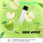 ELFBAR 2600 Puffs vape price Dubai SOUR APPLE