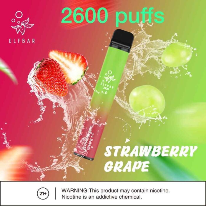 ELFBAR 2600 Puffs vape price Dubai STRAWBERRY GRAPE