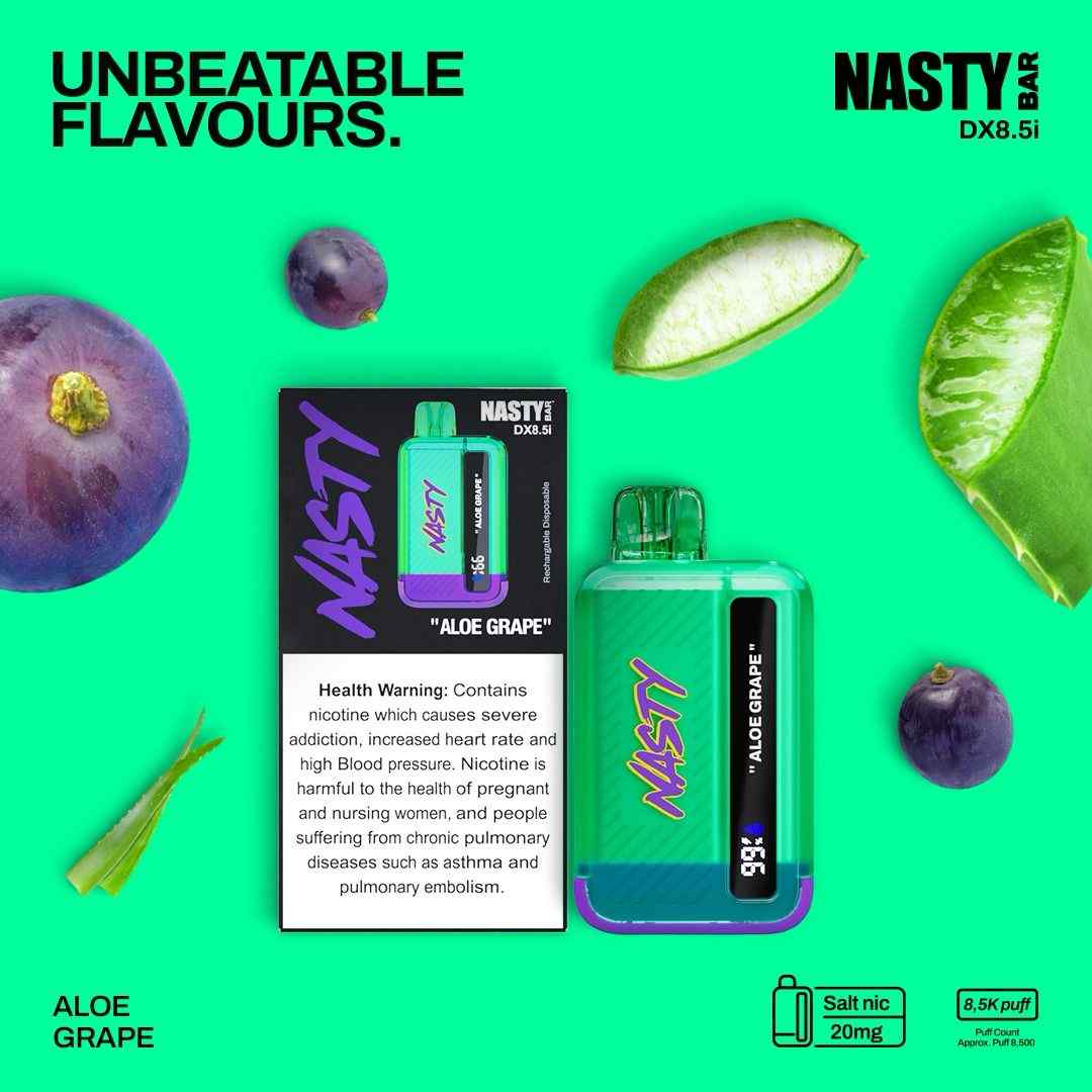 NASTY BAR DX8.5i 8500 Puffs 20MG Disposable Vape in Dubai - ALOE GRAPE