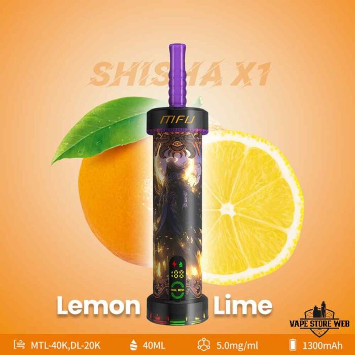 MFU Shisha X1 40000 Puffs Salt Nicotine 5mg Disposable Vape in Dubai Lemon Lime