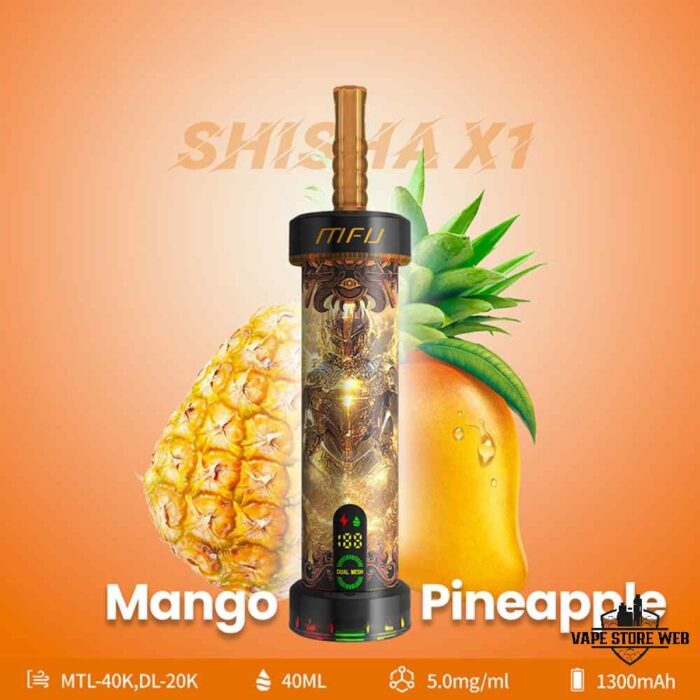 MFU Shisha X1 40000 Puffs Salt Nicotine 5mg Disposable Vape in Dubai Mango Pineapple