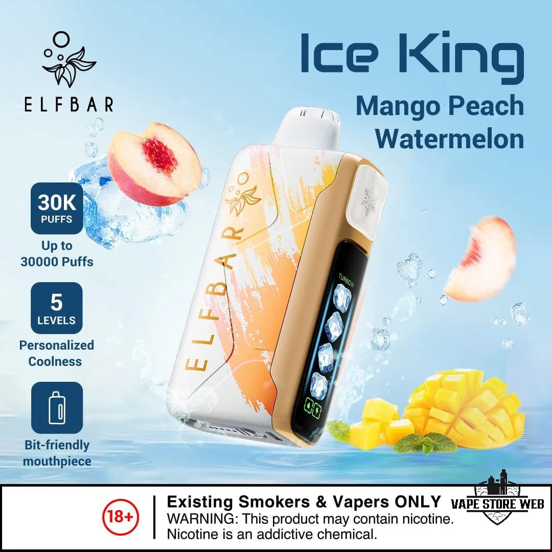 ELF BAR Ice King 30000 Puffs 50MG Disposable Vape in Dubai 9 ELF BAR ICE KING 30000 PRICE IN DUBAI MANGO PEACH WATERMELON