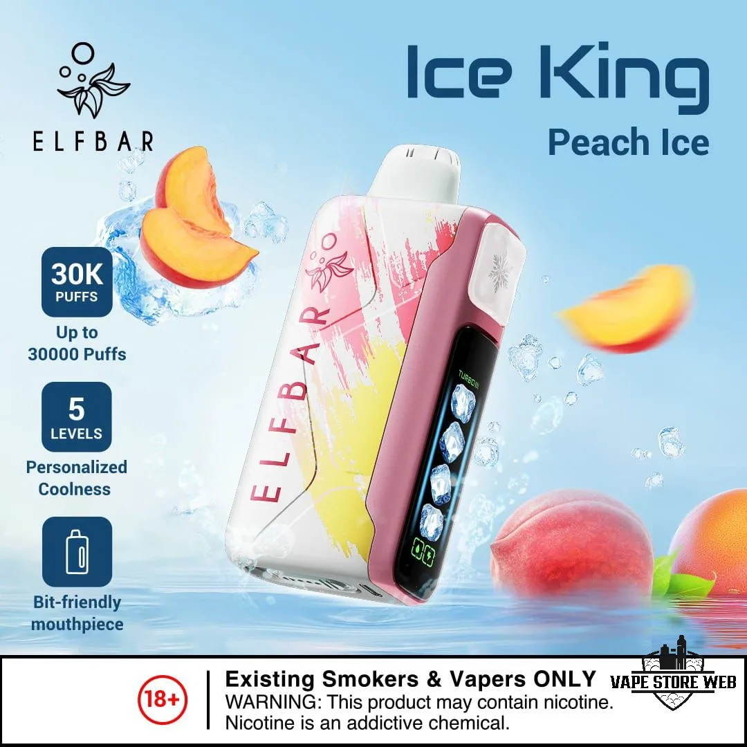 ELF BAR Ice King 30000 Puffs 50MG Disposable Vape in Dubai 6 ELF BAR ICE KING 30000 PRICE IN DUBAI PEACH ICE