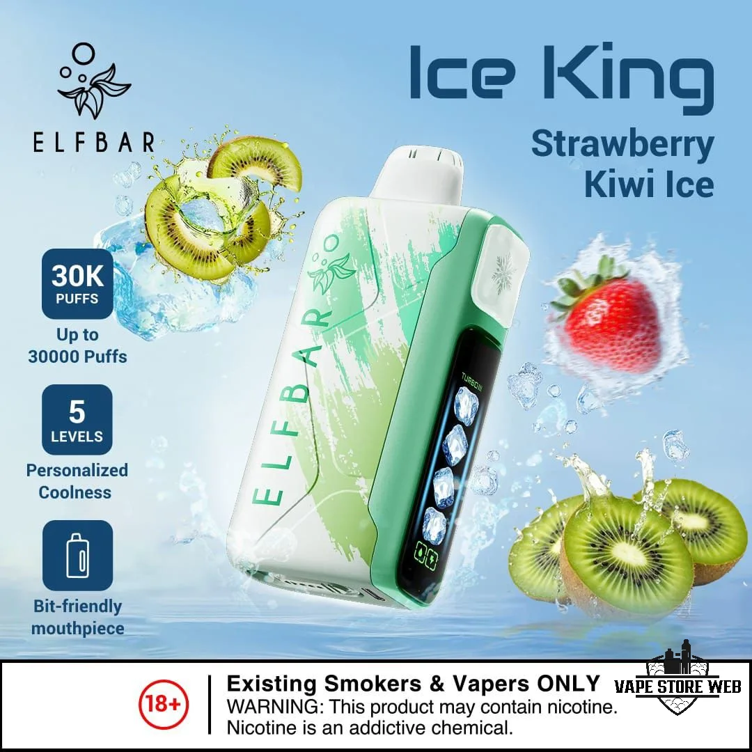 ELF BAR Ice King 30000 Puffs 50MG Disposable Vape in Dubai 5 ELF BAR ICE KING 30000 PRICE IN DUBAI STRAWBERRY KIWI ICE