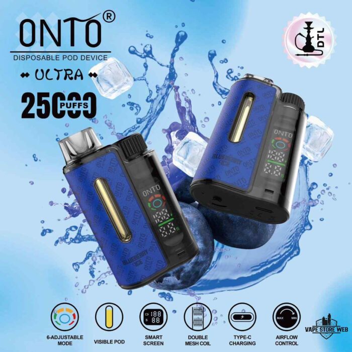 ONTO Ultra 25000 Puffs Disposable Vape Price in Dubai Blueberry Ice