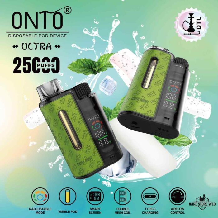 ONTO Ultra 25000 Puffs Disposable Vape Price in Dubai Gum Mint