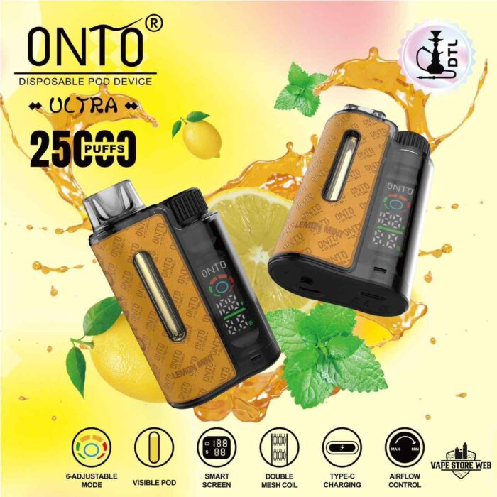 ONTO Ultra 25000 Puffs Disposable Vape Price in Dubai Lemon Mint