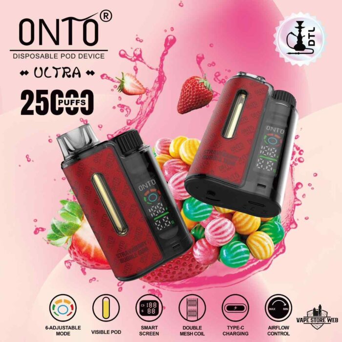 ONTO Ultra 25000 Puffs Disposable Vape Price in Dubai Strawberry Bubble Gum