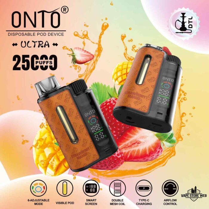 ONTO Ultra 25000 Puffs Disposable Vape Price in Dubai Strawberry Mango