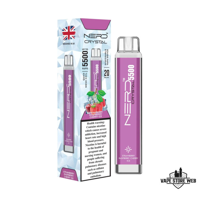 NERD CRYSTAL 5500 PUFFS STRAWBERRY RASPBERRY CHERRY ICE