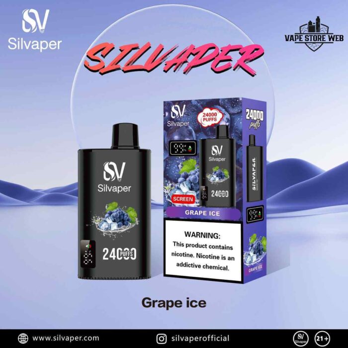 SILVAPER 24000 Puffs 20mg Disposable Vape Price in Dubai Grape Ice