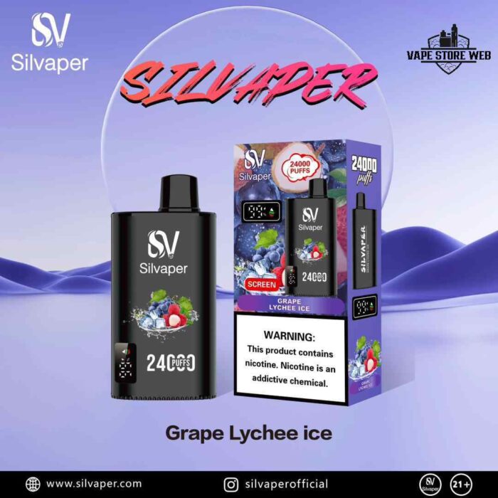 SILVAPER 24000 Puffs 20mg Disposable Vape Price in Dubai Grape Lychee Ice