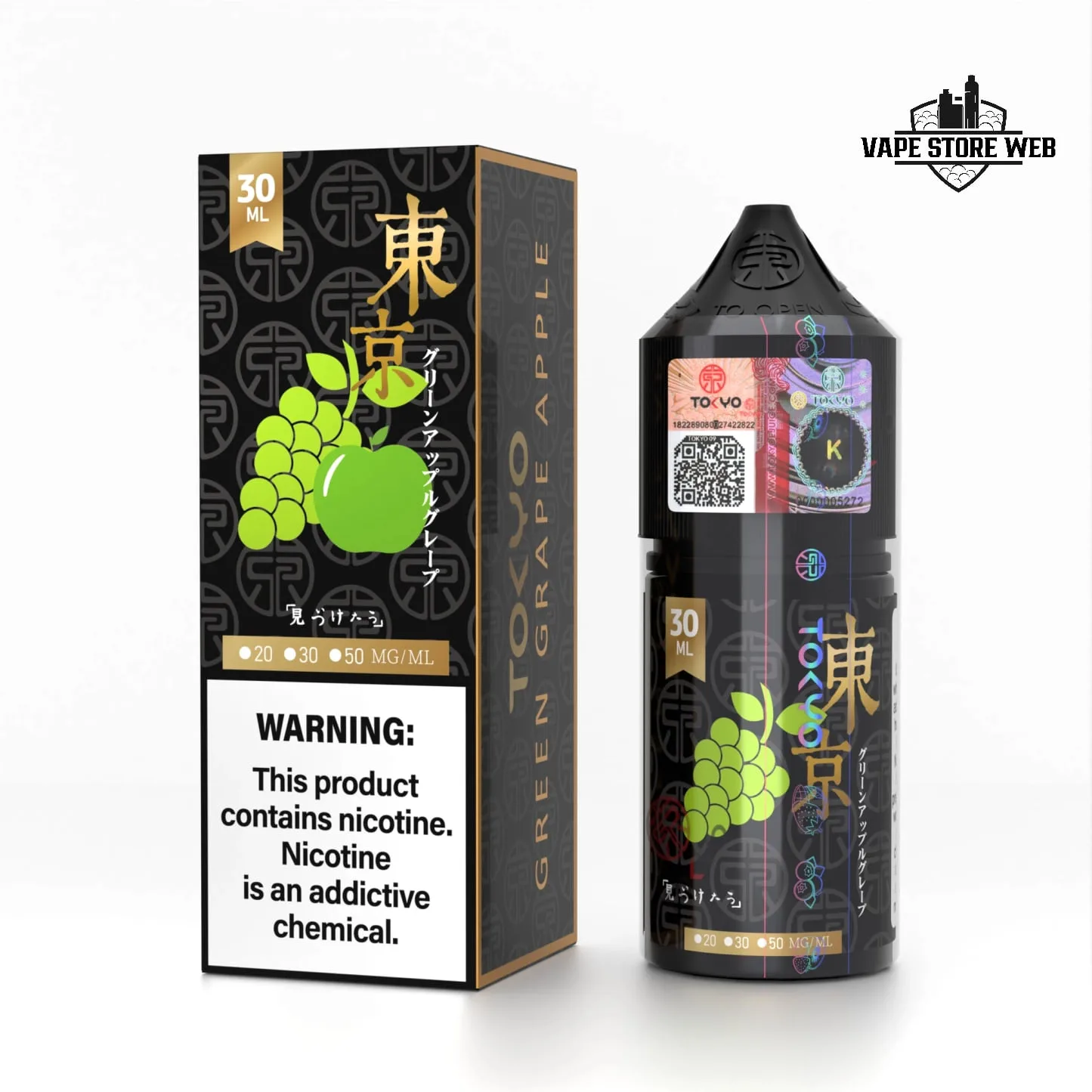 TOKYO Golden Series Saltnics | 30MG & 50MG | 30ML E-Liquid in Dubai 2 TOKYO GOLDEN SERIES SALTNICS GREEN GRAPE APPLE