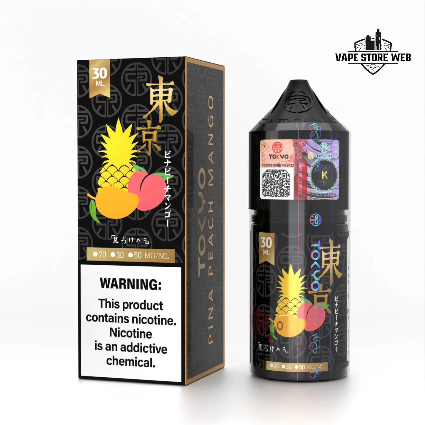 TOKYO Golden Series Saltnics | 30MG & 50MG | 30ML E-Liquid in Dubai 11 TOKYO GOLDEN SERIES SALTNICS PINA PEACH MANGO
