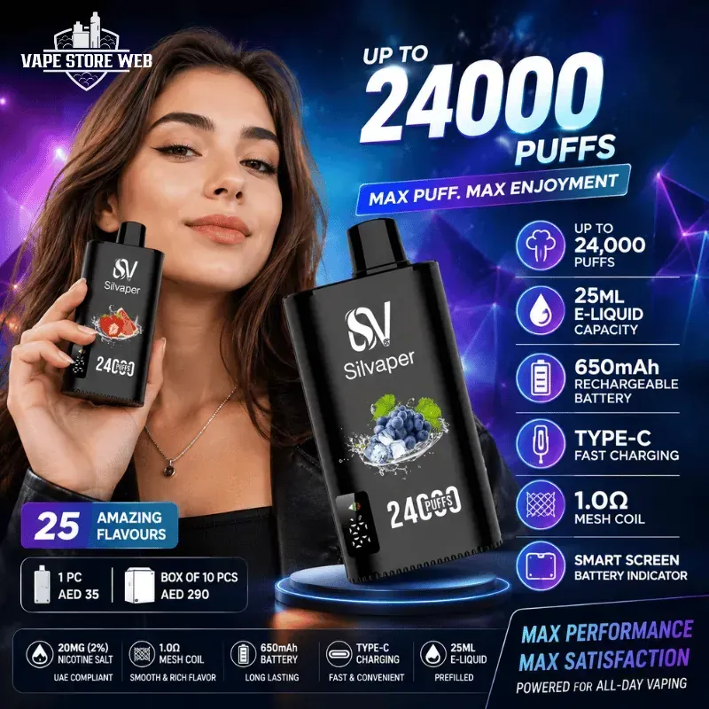 SILVAPER 24000 Puffs 20mg Disposable Vape in Dubai 1 silvaper 24000 puffs 20mg disposable vape in dubai