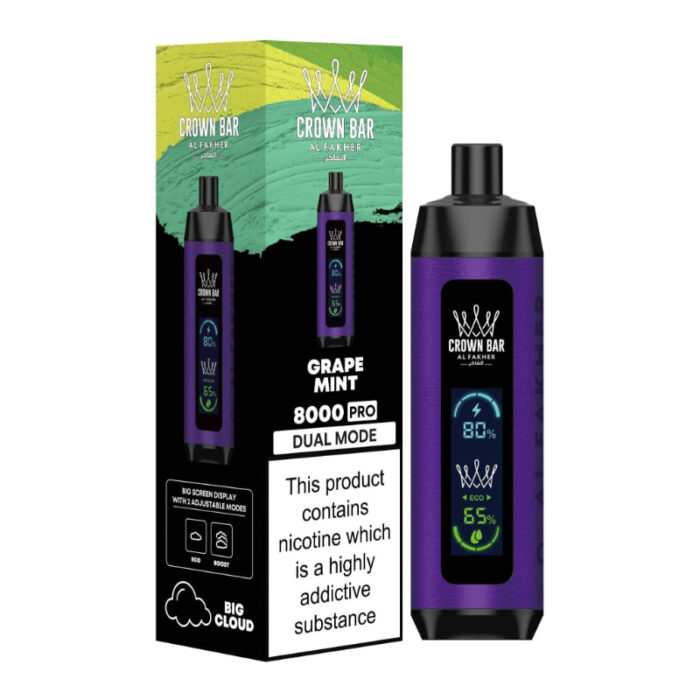 CROWN BAR PRO 8000 PUFFS GRAPE MINT