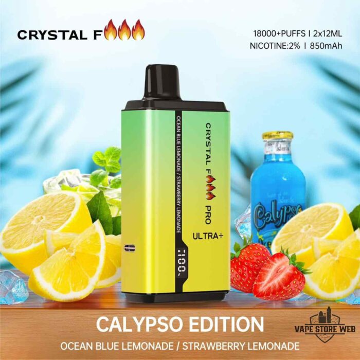 CRYSTAL Fire Pro Ultra 18000 Puffs Disposable Vape Price in Dubai Ocean Blue Lemonade Strawberry Lemonade