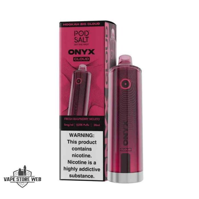 POD SALT Onyx Cloud 25000 Puffs 5mg Disposable Vape Price in Dubai Fresh Raspberry Mojito