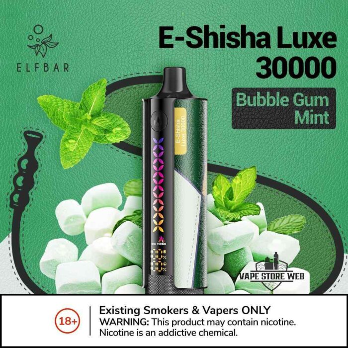 ELFBAR E-Shisha Luxe 30000 Puffs Disposable Vape Price in Dubai Bubble Gum Mint