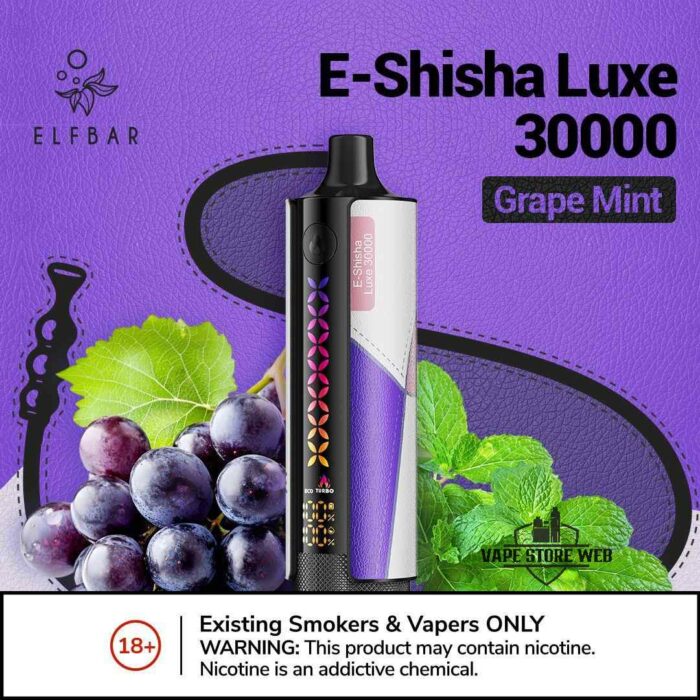 ELFBAR E-Shisha Luxe 30000 Puffs Disposable Vape Price in Dubai Grape Mint