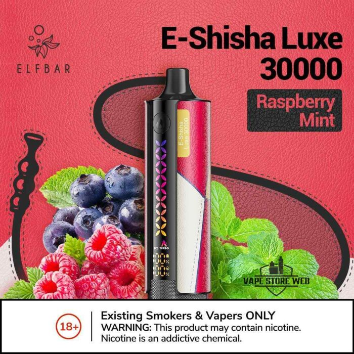 ELFBAR E-Shisha Luxe 30000 Puffs Disposable Vape Price in Dubai Rsapberry Minrt
