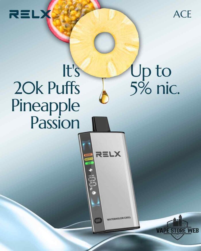 RELX Ace 20000 Puffs 50MG Disposable Vape Price in Dubai Pineapple Passion
