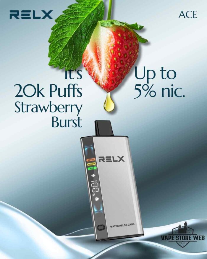 RELX Ace 20000 Puffs 50MG Disposable Vape Price in Dubai Strawberry Burst
