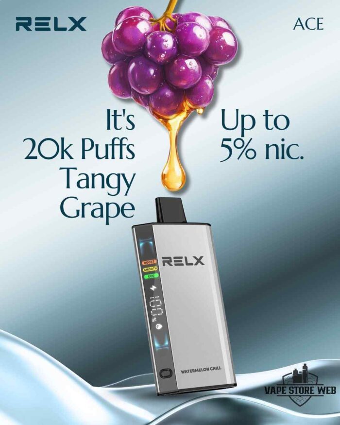 RELX Ace 20000 Puffs 50MG Disposable Vape Price in Dubai Tangy Grape