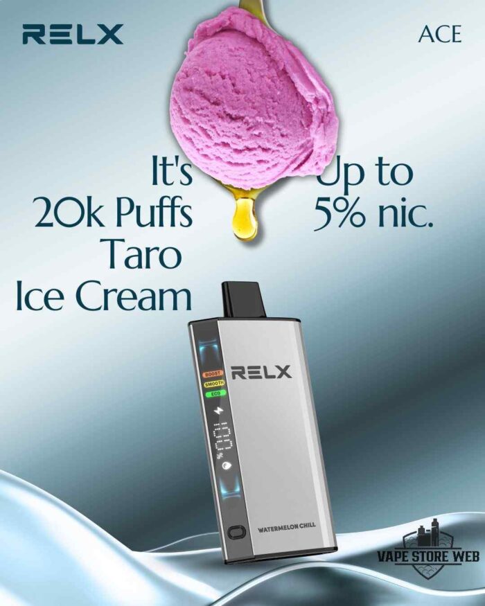 RELX Ace 20000 Puffs 50MG Disposable Vape Price in Dubai Taro Ice Cream