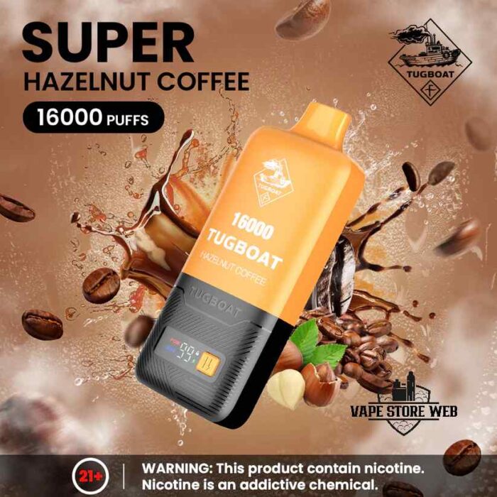 TUGBOAT Super 16000 Puffs 50MG Disposable Vape Price in Dubai Hazelnut Coffee