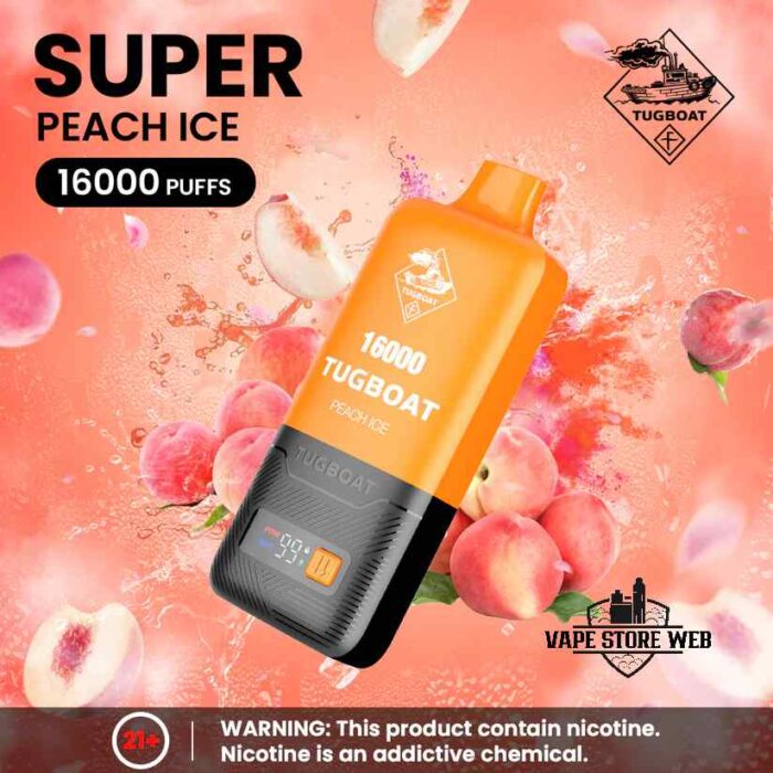 TUGBOAT Super 16000 Puffs 50MG Disposable Vape Price in Dubai Peach Ice