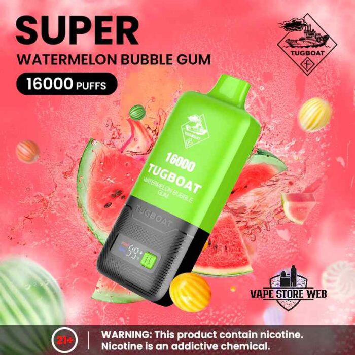 TUGBOAT Super 16000 Puffs 50MG Disposable Vape Price in Dubai Watermelon Bubblegum