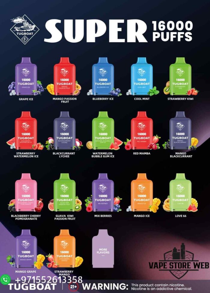 TUGBOAT Super 16000 Puffs 50MG Disposable Vape in UAE