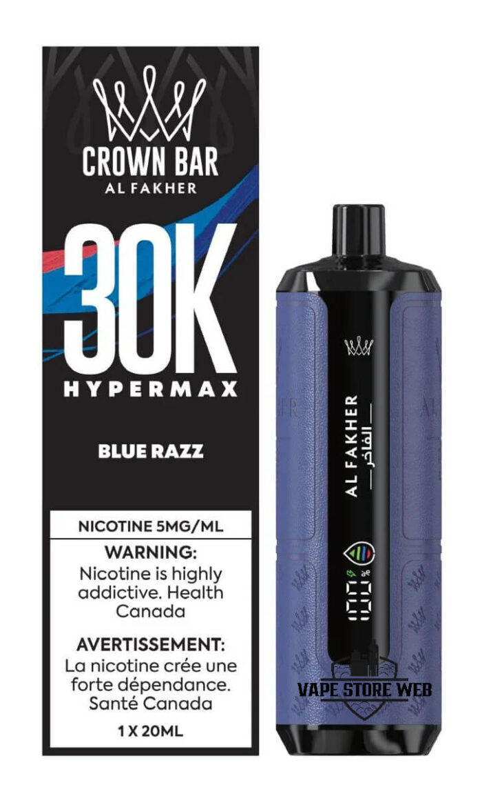 AL FAKHER Crown Bar HYPER MAX 30k Puffs 5MG Disposable Vape Price in Dubai Blue Razz