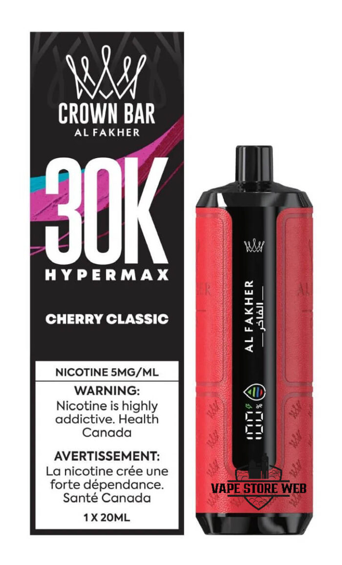 AL FAKHER Crown Bar HYPER MAX 30k Puffs 5MG Disposable Vape Price in Dubai CHERRY CLASSIC