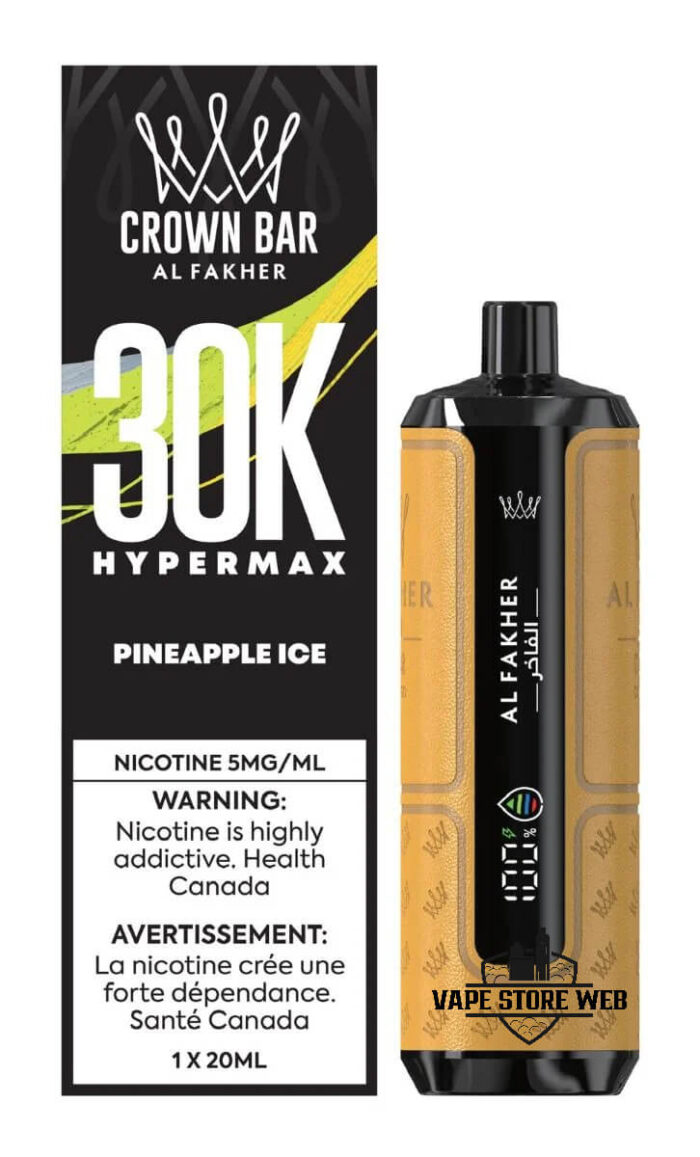 AL FAKHER Crown Bar HYPER MAX 30k Puffs 5MG Disposable Vape Price in Dubai Pineapple Ice