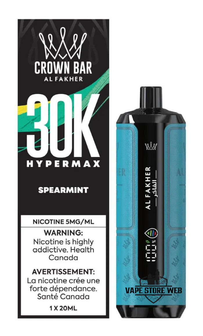 AL FAKHER Crown Bar HYPER MAX 30k Puffs 5MG Disposable Vape Price in Dubai Spearmint