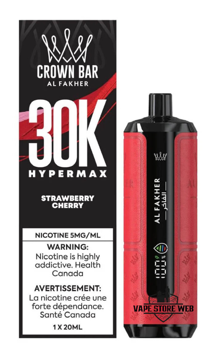 AL FAKHER Crown Bar HYPER MAX 30k Puffs 5MG Disposable Vape Price in Dubai Strawberry Cherry