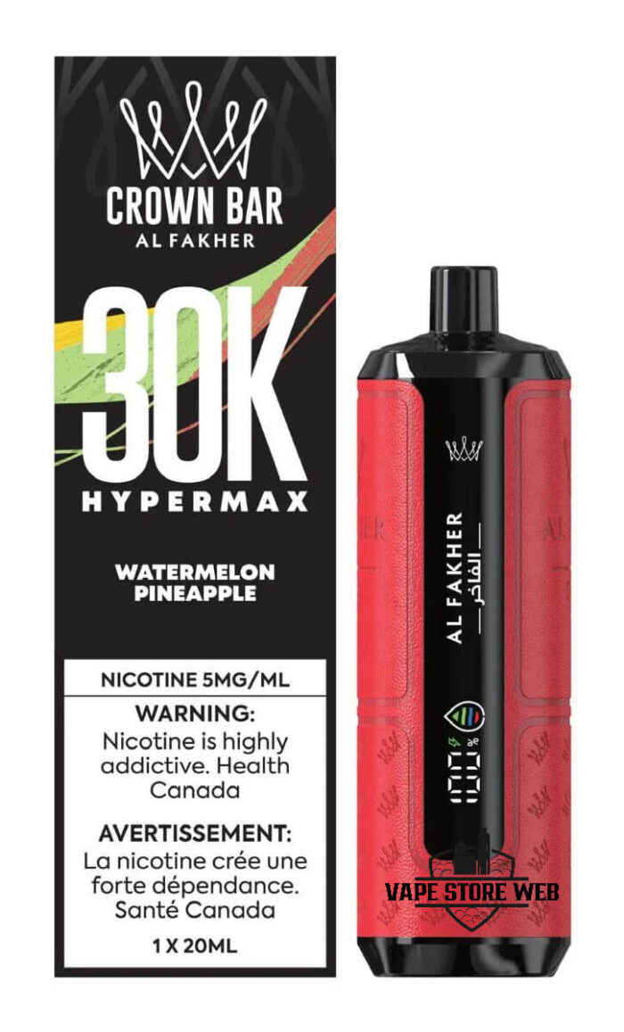 AL FAKHER Crown Bar HYPER MAX 30k Puffs 5MG Disposable Vape Price in Dubai Watermelon Pineapple
