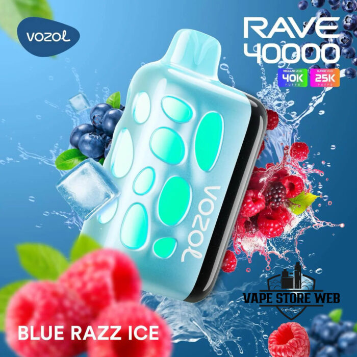 VOZOL Rave 40000 Puffs 50MG Disposable Vape Price in Dubai Blue Razz Ice