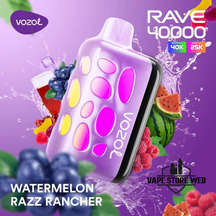 VOZOL Rave 40000 Puffs 50MG Disposable Vape Price in Dubai Watermelon Razz Rancher