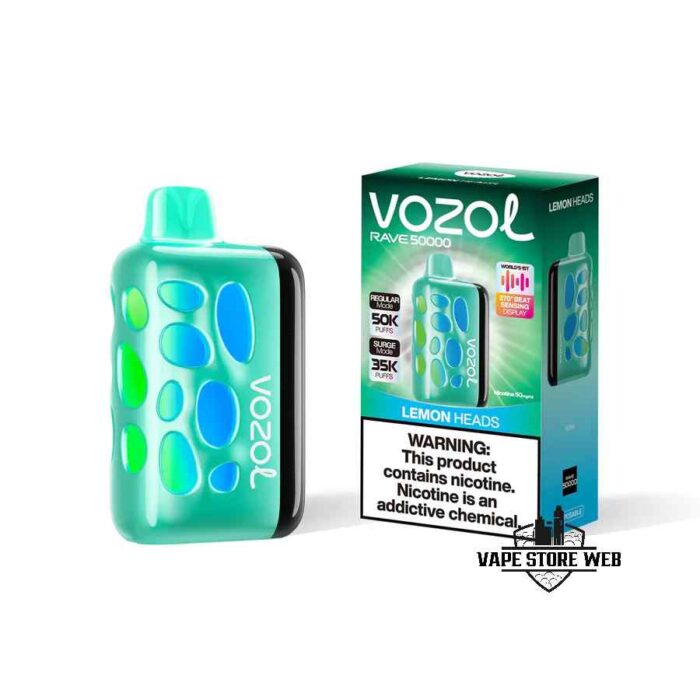 VOZOL Rave 50000 Puffs 50MG Disposable Vape Price in Dubai Lemon Heads