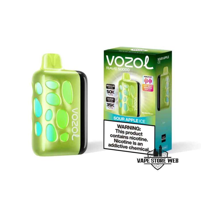 VOZOL Rave 50000 Puffs 50MG Disposable Vape Price in Dubai Sour Apple Ice