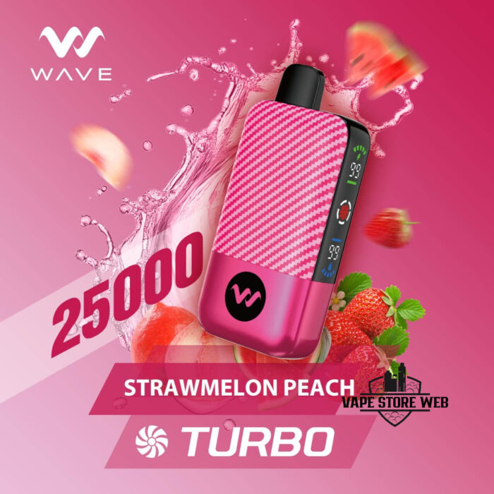 WAVE Turbo 25000 Puffs 50MG Disposable Vape Price in Dubai Strawmelon Peach
