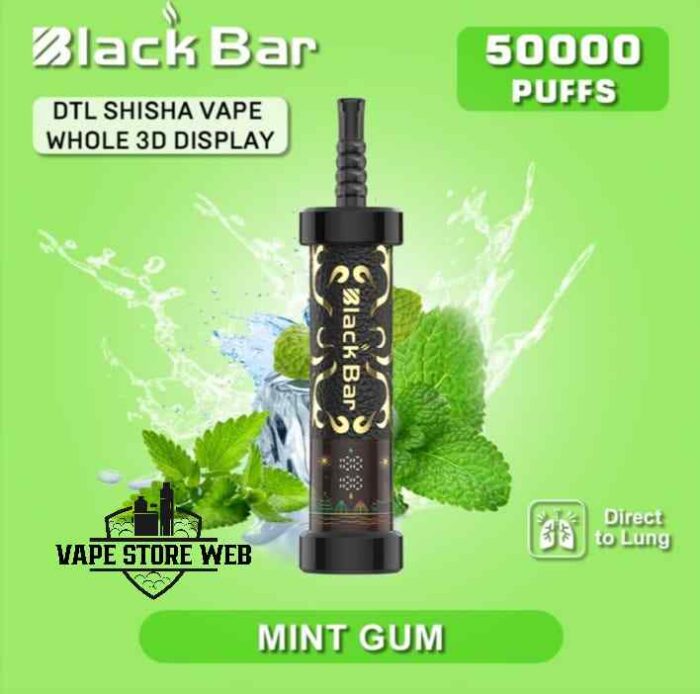 Buy BLACK BAR 50000 Puffs DTL Disposable Vape Price in Dubai Mint Gum